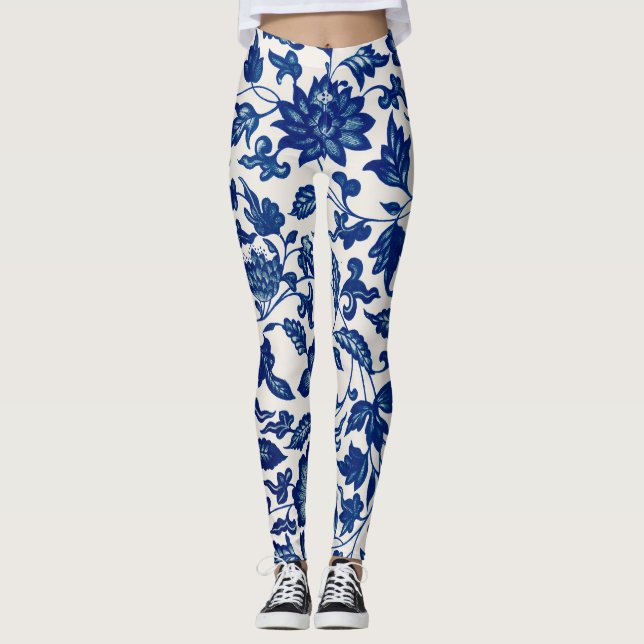 Blåa blommor leggings (Framsida)
