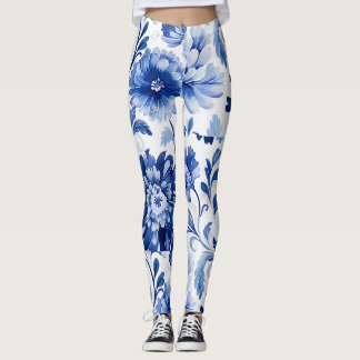 Blåa blommor leggings