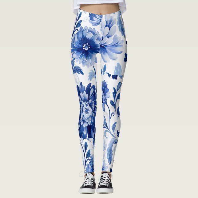 Blåa blommor leggings (Framsida)