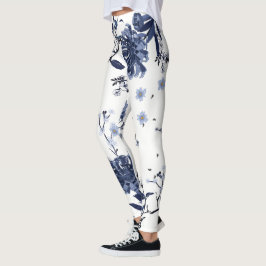 Blåa blommor leggings