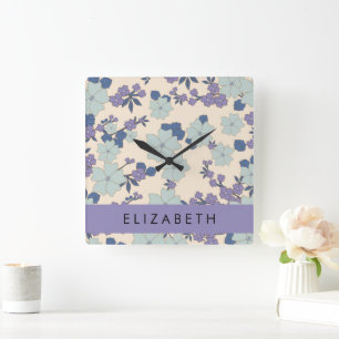 Blåa blommor, Lila blommor, Blommigt, ditt namn Fyrkantig Klocka