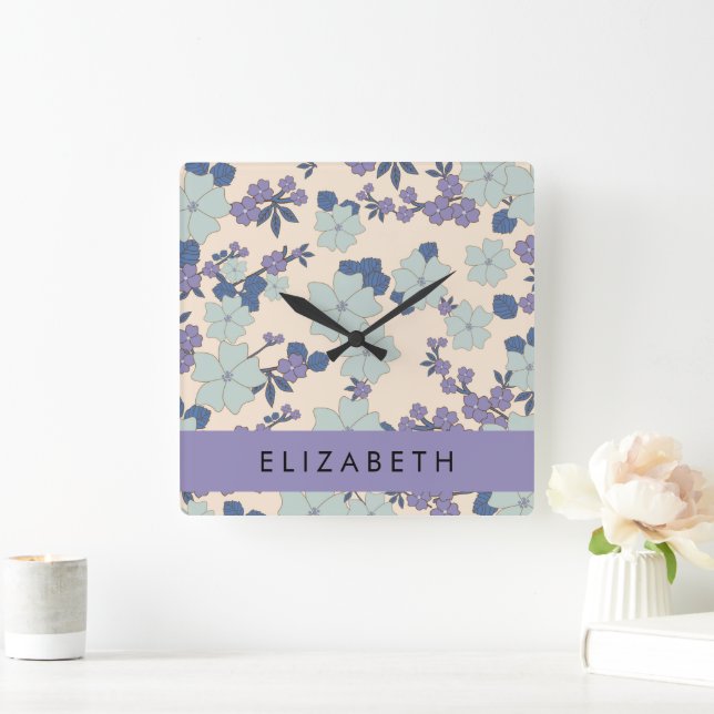 Blåa blommor, Lila blommor, Blommigt, ditt namn Fyrkantig Klocka (Hem)