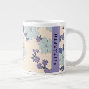 Blåa blommor, Lila blommor, Blommigt, ditt namn Jumbo Mugg