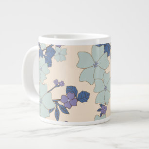 Blåa blommor, Lila blommor, Blommönster Jumbo Mugg