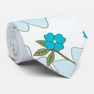 Blåa blommor, Lila blommor, Blommönster Slips
