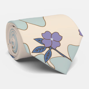 Blåa blommor, Lila blommor, Blommönster Slips
