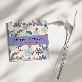 Blåa blommor, Lila blommor, florist, blomsteraffär Fyrkantigt Visitkort