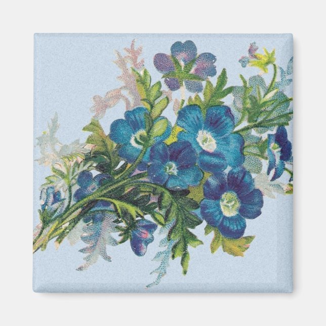 Blåa blommor Magnet (Framsidan)
