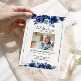 Blåa blommor Memorial Funeral Order of Service Program