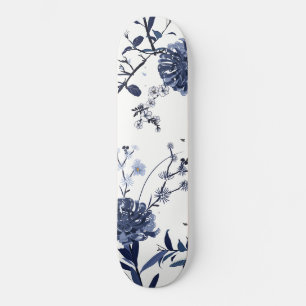 Blåa blommor mini skateboard bräda 18,5 cm