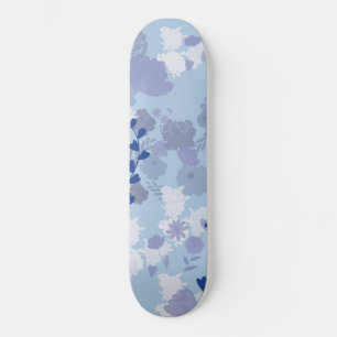 Blåa blommor mini skateboard bräda 18,5 cm