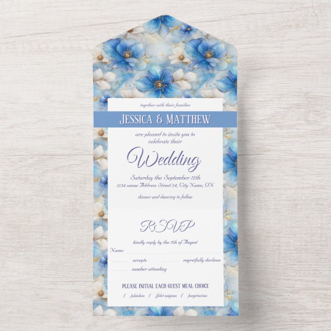 Blåa blommor Mönster (Insida)