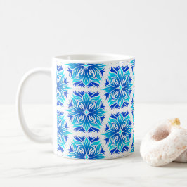 Blåa blommor, Mönster av blommor, Blommönster Kaffemugg