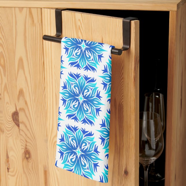 Blåa blommor, Mönster av blommor, Blommönster Kökshandduk (Thirds Fold)