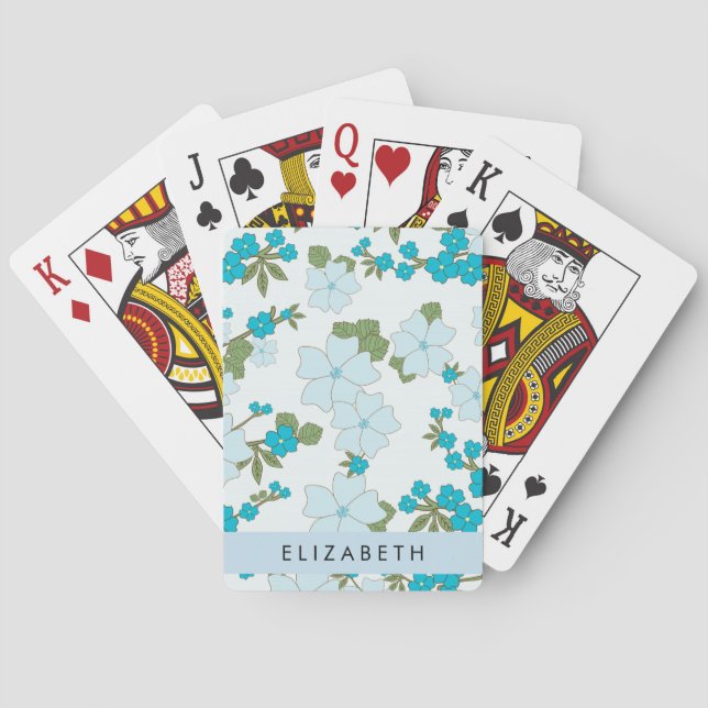 Blåa blommor, Mönster i blommorna, ditt namn Casinokort (Baksidan)