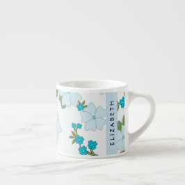 Blåa blommor, Mönster i blommorna, ditt namn Espressomugg