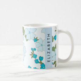 Blåa blommor, Mönster i blommorna, ditt namn Kaffemugg