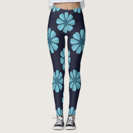 Blåa blommor mörk Leggings