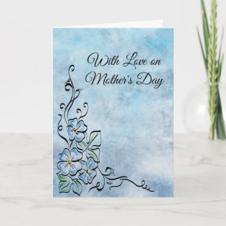Blåa blommor Mors dag-kort Kort