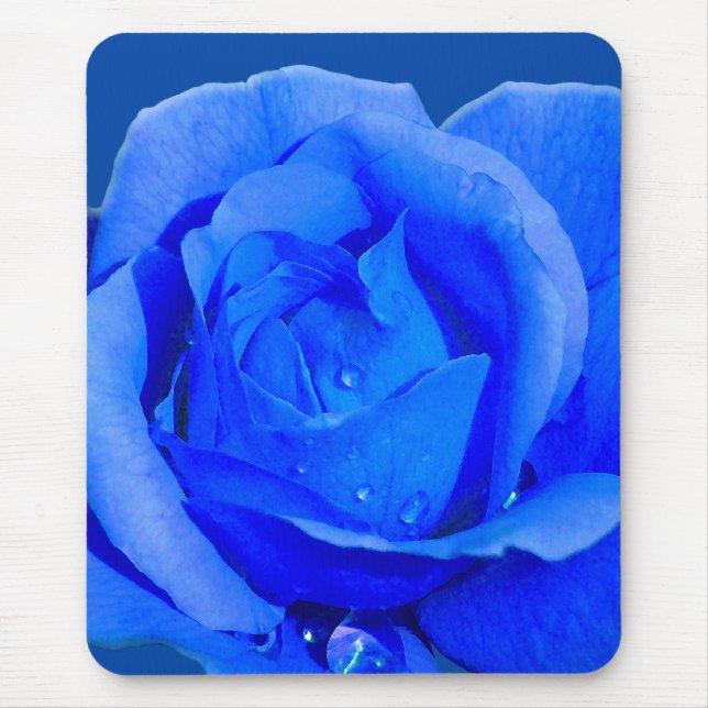 Blåa blommor Mousepad Blue Ro Decor Gifts Musmatta (Framsidan)
