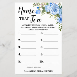 Blåa blommor Namn som Tea Möhippa-spelkortet Flygblad