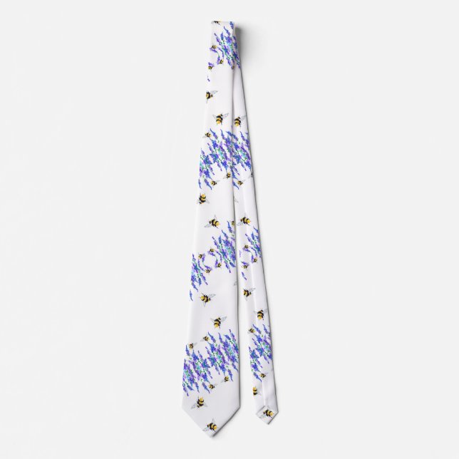 Blåa blommor och Bee Neck Tie Slips (Framsida)