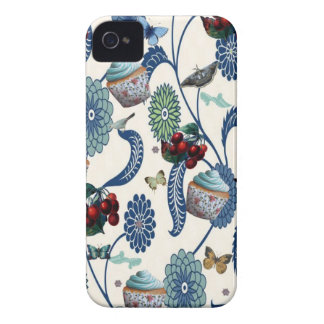 Blåa blommor och muffins Case-Mate iPhone 4 case