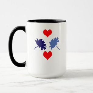 Blåa blommor och Red Hearts Mugg