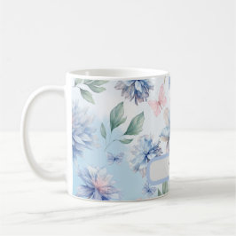 Blåa blommor och Rosa Butterflies Kaffemugg