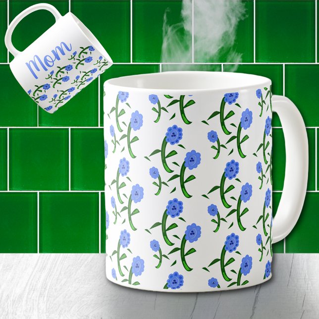 Blåa blommor om Mamma Kaffemugg (Skapare uppladdad)