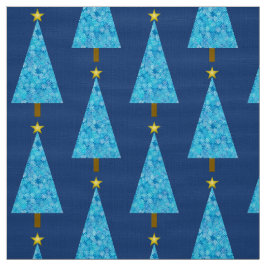 Blåa blommor på ett modernt Julgran Tyg