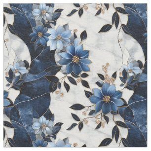 Blåa blommor på Marble Tyg