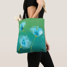 Blåa blommor på Ombre Background Tote