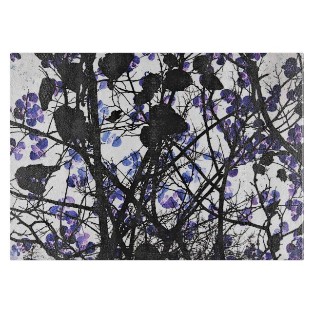 Blåa blommor på träd-konceptet vinterkonst (Framsidan)