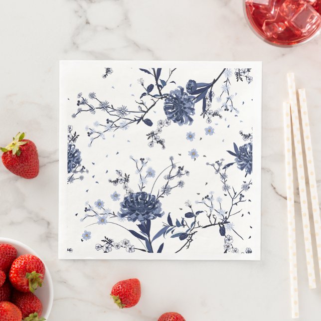 Blåa blommor pappersservett (Insitu)