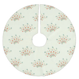 Blåa blommor, Röda blommor, Mönster i blommor Julgransmatta Borstad Polyester