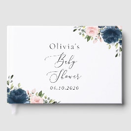 Blåa blommor, Rosa Flowers, babyskor Gästböcker