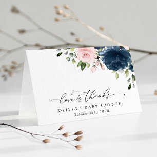 Blåa blommor, Rosa Flowers, babyskor Tack Kort