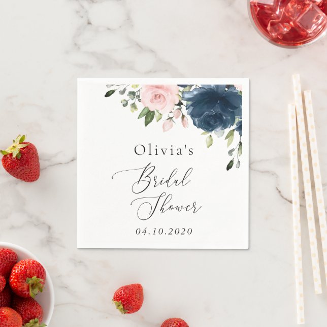 Blåa blommor, Rosa Flowers, Möhippa Pappersservett (Insitu)