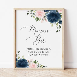 Blåa blommor, Rosa Flowers, Momosa Pub Poster