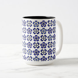 Blåa blommor Serenity Två-Tonad Mugg