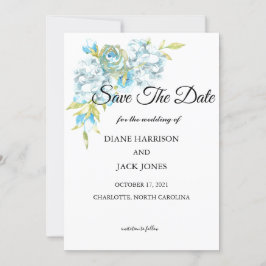 Blåa blommor Spara datum Bröllop Inbjudningar