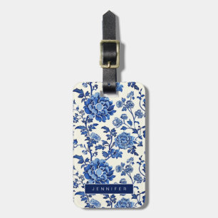 Blåa blommor språktagtaggar bagagebricka