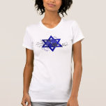 Blåa blommor Star of David Tee<br><div class="desc">Grafikstjärnan av David i blått med blåa blommor och snurrar.</div>