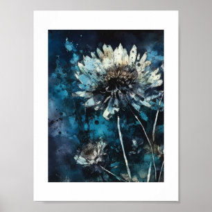 Blåa blommor Summer Cyanotype Poster