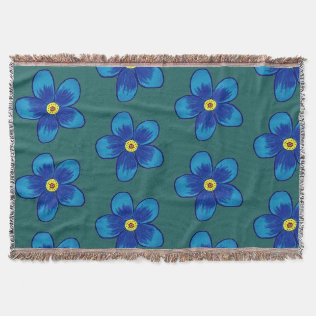 Blåa blommor Throw Blanket Filt (Framsidan)