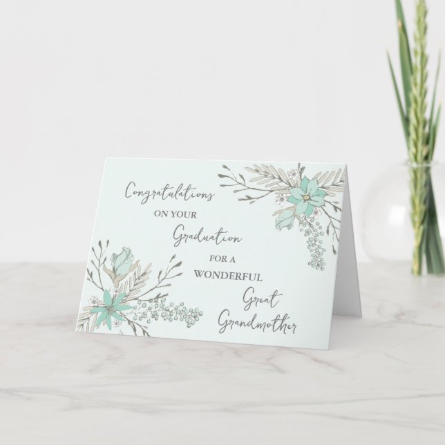 Blåa blommor Underbar farmor Studenten Kort (Framsida)