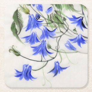 Blåa blommor underlägg papper kvadrat