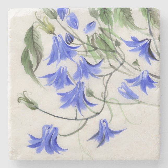 Blåa blommor underlägg sten (Framsidan)