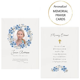 Blåa blommor utandningortodox Funeral Prayer Card Placeringskort